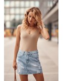 Short denim skirt with abrasions 1098 - Online store - Boutique